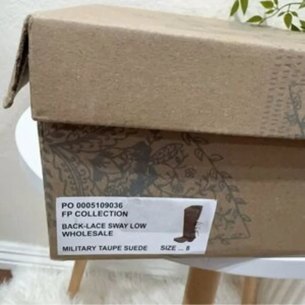 NIB Free People TAUPE Lace Sway Low Slouchy Boot